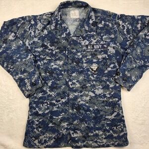 US Navy NWU Type I Digital Camo Utility Blouse Mens Medium X-Long Blue Excellent